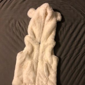 Little girls fur vest with hoodie by Me Jane